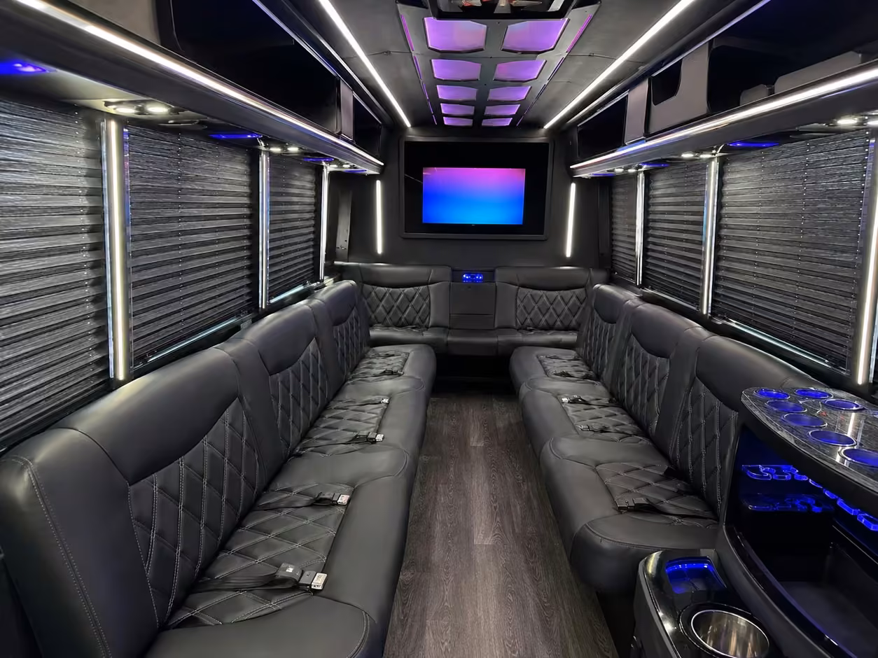 15 passenger party bus inside