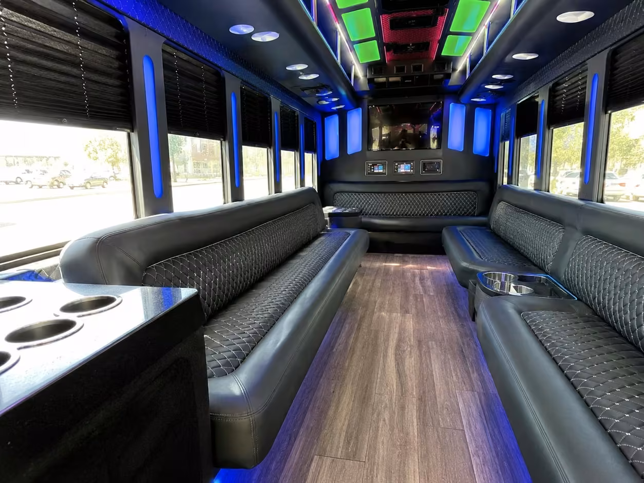 15 passenger party bus interior