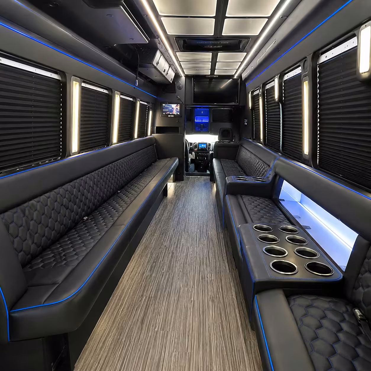 28 passenger party bus inside