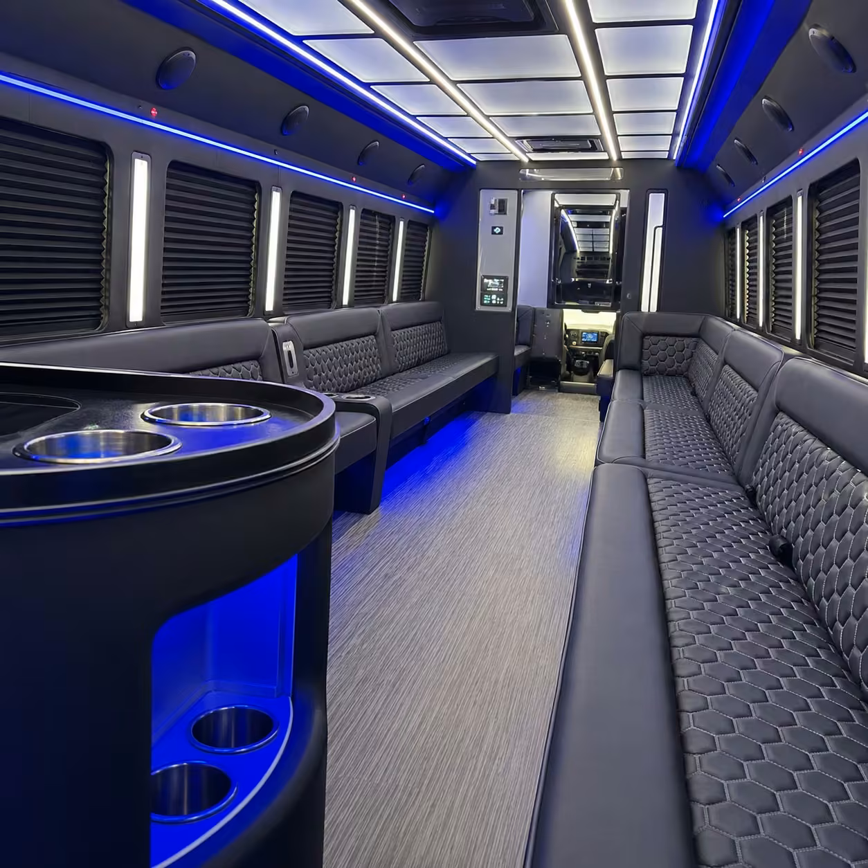 40 passenger party bus interior
